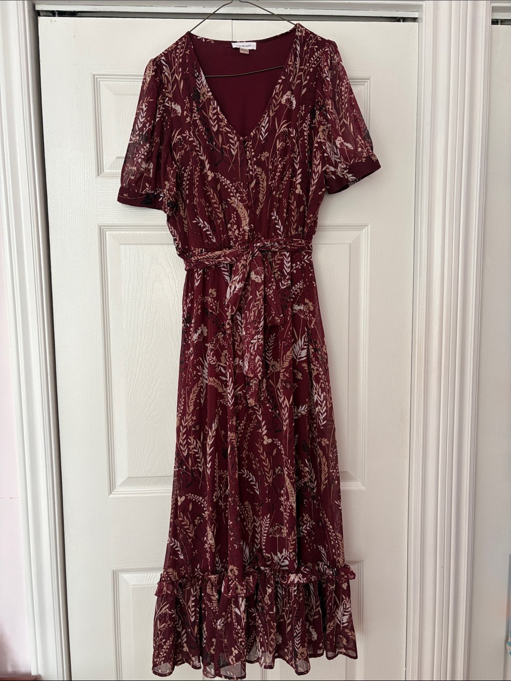 Calvin Klein Burgundy Floral Maxi Dress